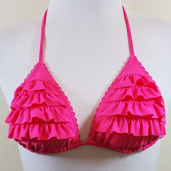 pink ruffle bikini top